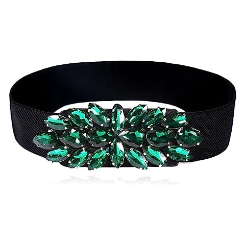 Dorchid Women Rhinestone Belts Crystal Cinch Belt Stretch Retro Waist Dress Belt Cover