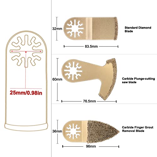 Ocr US_DBS010 Oscillating Tool Blades, 6Pcs Universal Carbide Oscillating Saw Blades Diamond Grit Multitool Saw Blades Set For Tile Grout Mortar Concrete Masonry Removal Grinding Cutting thumb #1