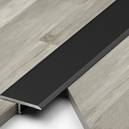 90cm/36in, Aluminum Floor Transition Strips,3Pcs T Molding Trim, Floor Cover Strips For Door Threshold And Joining Flooring Gaps Of Laminate Planks Tile(Matte Black,1cm x 270cm (3 * 90cm))