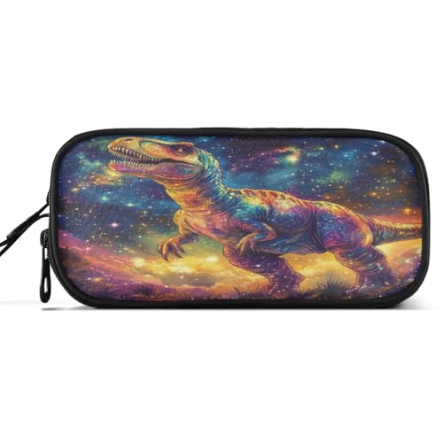 Image of Caikeny Pencil Case Stars Rainbow Dinosaurs Pen Bag Magic Space Large Capacity Pencil Box Pen Pouch with Zipper Cosmetic Organizer for Kids Teens Adults