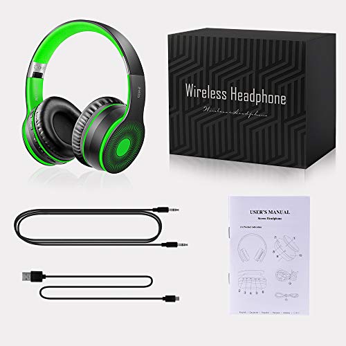 Ifecco Cuffie Senza Fili Bluetooth, Cuffie on Ear Cuffie Wireless, Cuffie Stereo Bluetooth Compatibile con Smartphone/Tablet/Laptop(Verde)