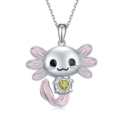 Image of Axolotl Necklace 925 Sterling Silver Axolotl Pendant Cute Animal Jewelry Gift for Women
