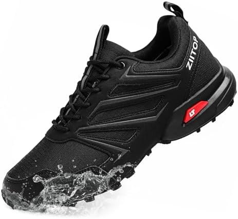 Mens Trail Running Shoes Waterproof Non-Slip Hiking Walking Sneakers for Outdoor Trailing Trekking Camping Quest Black Mens Trail Running Shoes Waterproof Non-Slip Hiking Walking Sneakers for Outdoor Trailing Trekking Camping Quest Black