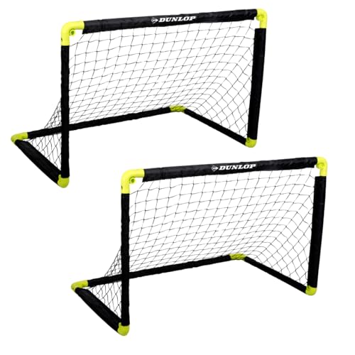 Dunlop Fußballtore Set von 2 – Football Goal 90 × 59 × 61 cm – Faltbare Fußballtore – Leicht zu Verstauen – Trainingsziel für Kinder und Erwachsene – Kunststoff – Schwarz/Gelb