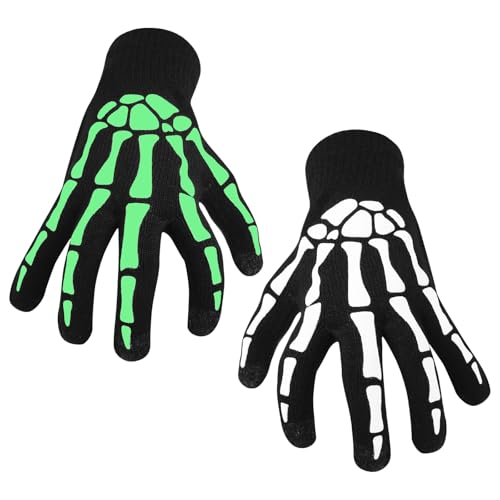 Halloween skelett handschuhe leuchten im dunkeln totenkopf handschuhe skeleton gloves unisex skeletthandschuhe für karneval fasching und motto partys