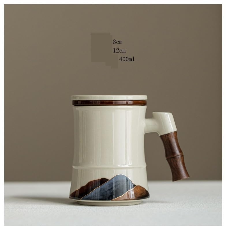 Tasse à thé Tasse à thé en céramique Grasswood Ash avec filtre et couvercle Récipient de trempage