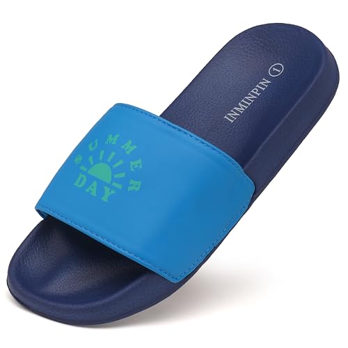 Image of INMINPIN Kids Boys Girls Slides Sandals Beach Pool Shower Shoes | lightweight, easy to clean paired with shorts,T-shirts,jeans,a short skirt for swimming pool,beach,bathroom