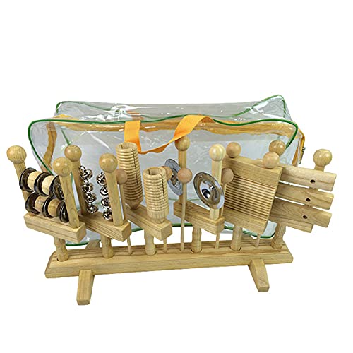 Amhuui Set De Instrumentos Musicales para Niños, Pandereta De Percusión De Madera Natural para Educación Preescolar,Instrumentos Naturales Juguetes Musicales para Niños Y Niñas