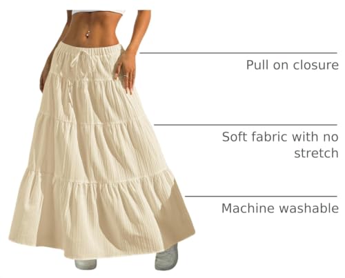 Image of Verdusa Women's Long Maxi Skirt Boho Flowy Flared Ruffle Skirts 2026 Beach Vacation Summer Going Out Outfits