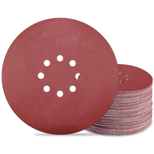 9 inch Sanding Discs 240 Grit 8 Holes Hook and Loop Sandpaper for Drywall Sander 60Pack