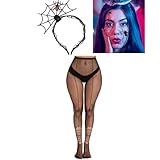 YosiMing Spider Headband Halloween Spider Web Temporary Face Tattoos Fishnet Stocking Makeup for Women Dress Up Cosplay Masquerade Party 7PCS