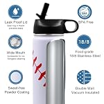22 oz Baseball Water Bottle, Stainless Steel Vacuum Insulated Water Bottle with Straw and 2 Lids, Double Wall Leakproof Sports Flask, Baseball Gifts for Boys, Kids, Coach, Players - Image 5