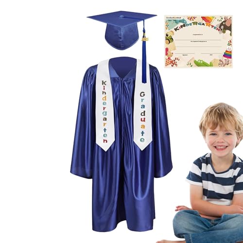 Conjunto de graduación de preescolar 2025 con toga y birrete para niños y niñas