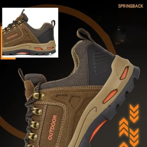 Duddle Orthopedic Shoes for Men, Duddle Orthopedic Genuine Leather Shoes, Men's Comfy Arch Support Waterproof Lightweight Handmade Orthopedic Walking Shoes Sneakers (Khaki,45/US10)4