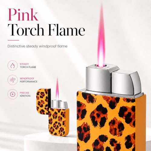 Encendedor con llama rosa y diseño de leopardo miniatura 3