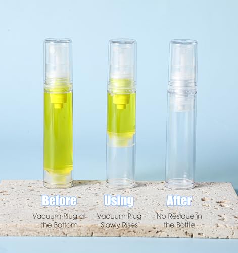 Airless Pump Bottles Travel, 6 Pcs 10ml Refillable Clear Containers Including Lotion and Spray Types, for DIY Foundation Gel Moisturiser4