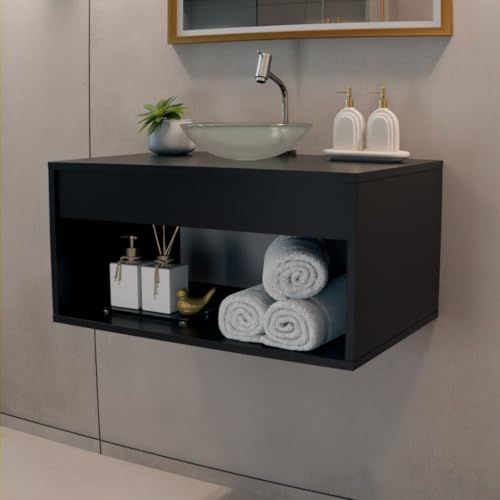 Gabinete Banheiro Armário 60CM Sem Cuba(Preto)