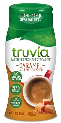 Truvia Zero-Calorie Liquid Sweetener from the Stevia Leaf, 2.7 Fl Oz bottle, Caramel flavor (Pack of