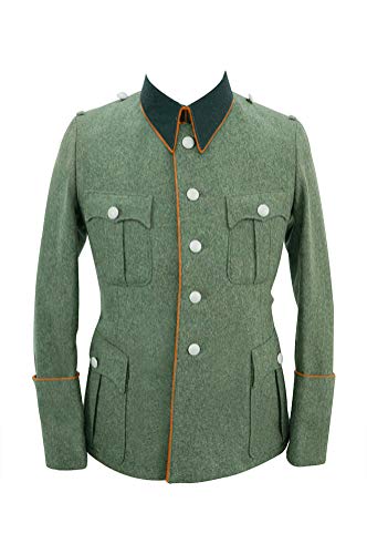 Veste Feldgrau M36 officier allemand WWII avec col vert bouteille et poches plissées
