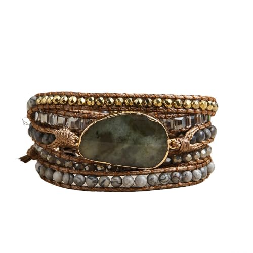 Image of Boho Stone Wrap Bracelet for Women,Turquoise Beaded Bracelet Jewelry Gift