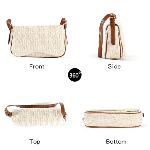 Image of Richeart Straw Purses for Women - Summer Beach Shoulder Purse - Boho Clutch Underarm Bag