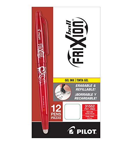 Image of Pilot FriXion Ball Erasable Gel Pens, Fine Point, Red Ink, Dozen Box (31552)