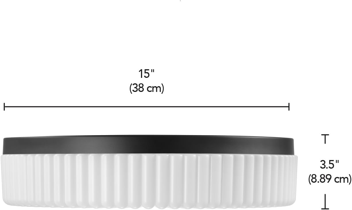 Globe Electric 66000132 35W LED Integrated Flush Mount Ceiling Light, Matte Black, Frosted Ribbed Acrylic Diffuser, 1800 Lumens, 2700 Kelvin, 90 CRI, Dimmable, 50 000 Hour Lifespan