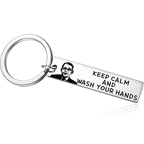 Ralukiia Keep Clam and Wash Your Hands Keychain
