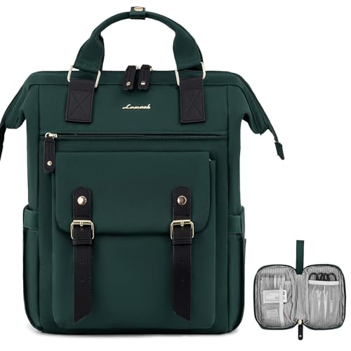 Image of LOVEVOOK Laptop Backpack for Women, Teacher Nurse Bag Work Travel Computer Backpacks Purse,Water Resistant Daypack,Dark Green 15.6in