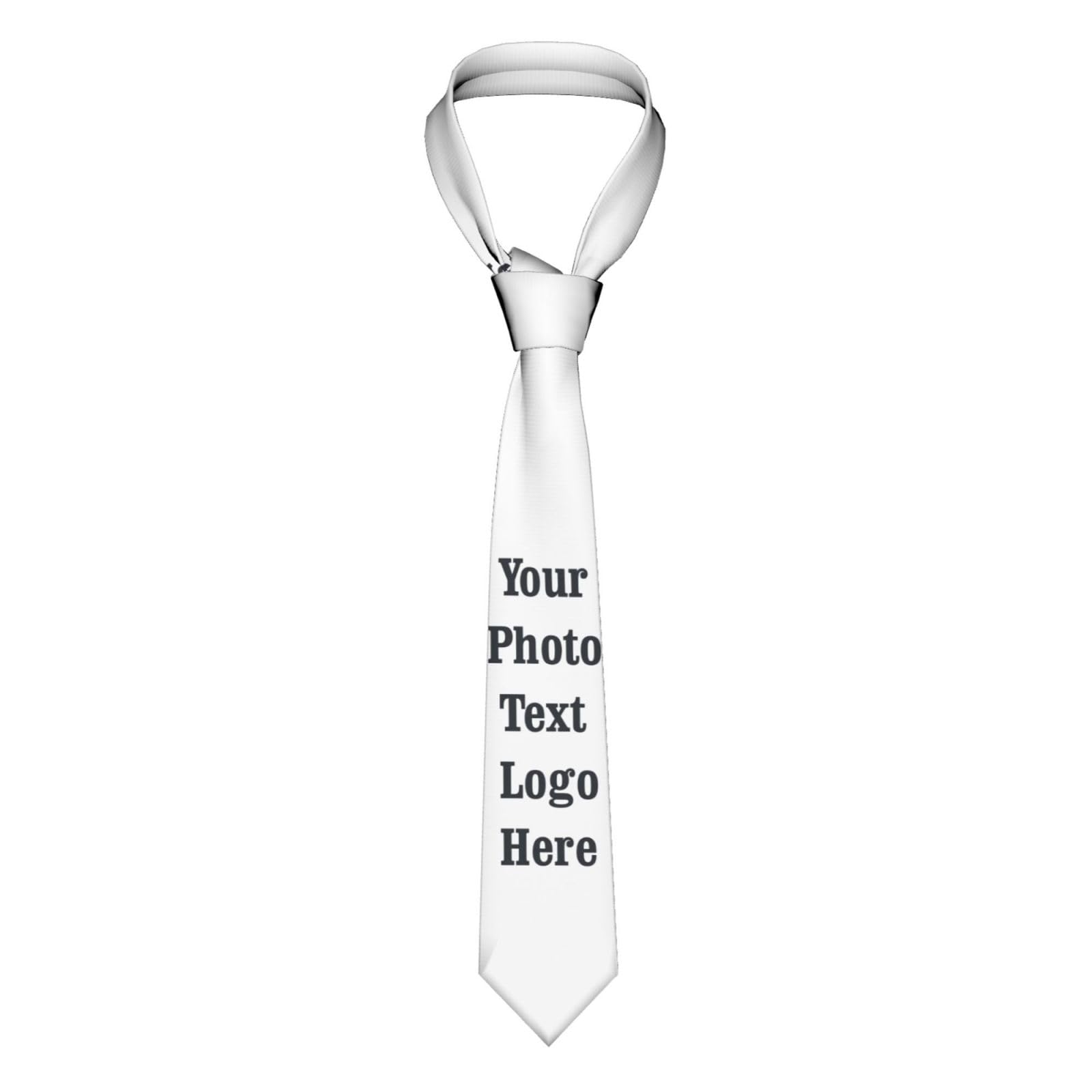 Oudrspo Men's White Custom Photo Tie For Personalized Photo Necktie, Business Tie, Man Custom Print Ties Gifts For Dad, Husband, Boyfriend, Friends Novelty Necktie For Father's Day
