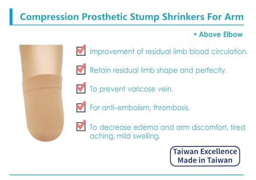 JianiMed Prosthetic Stump Shrinkers for Arm–Above Elbow, Compression, HealthCare, Amputee arm sleeve, 20-30, Elastic, Taiwan Excellence 2XL