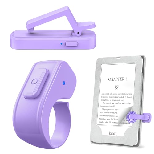 Page Turner Ring for Kindle,Remote Control for iPhone iPad Android Tablets E-Readers,Clicker Page Turner for Kindle Accessories for Camera Video Record&Shutter Selfie (Purple)