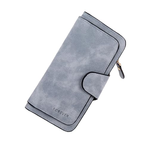 Image of Womens Long Leather Wallet, RFID Blocking Leather Pocket Wallet Ladies Mini Purse with ID Window