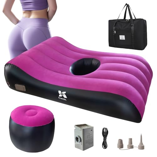 BBL Bed After Surgery for Sleeping with Hole - Brazilian Butt Lift Post-Operation Inflatable Mattress Thick Flocking and Built-in Electric Pump Waterproof Medical Sleep Material with Carrying Bag