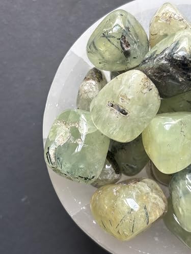 Image of Tumbled Stones, Natural Crystal Healing Stones, Home Office Decor, Aquarium Decorative Pebbles, Vase Fillers (Prehnite, 100)
