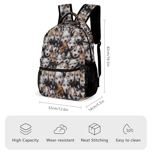 KOYI Dog Backpack for Kids, Realistic Cute Puppy Dog School Backpack, Dog Backpack for School & Travel, Kids Dog Print Backpack, Elementary Boys Girls School Backpack, 16.5 Inch3