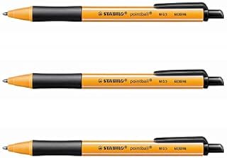 STABILO Pointball Pack of 3 Retractable Ballpoint Pens 0.5 mm Line Black