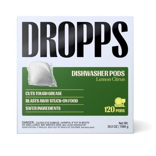 Dropps Dishwasher Detergent | Lemon, 120 Pods | Deep Cleans for Sparkling, Shiny Dishes| Low-Waste Packaging | No Rinse Aid or Pre-Wash Needed | Powered by Natural Mineral-Based Ingredients