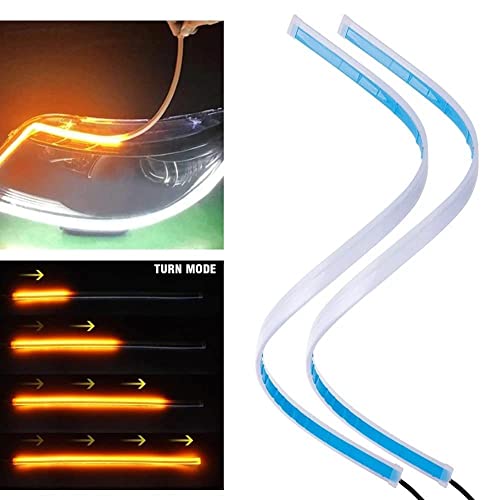 Image of Set of 2 Ultra-fine 60cm DRL Turn Signal Left and Right 12v LED Strip | Daytime Running Light | Flexible | Soft | Tube Guide Bike LED Strip | for Bike, car, scooty, Truck, Auto, Van
