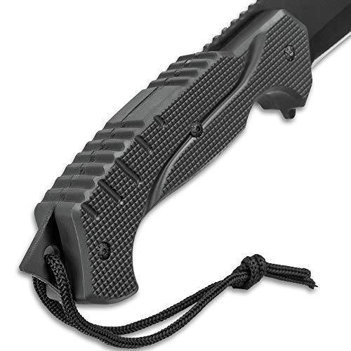 Black Legion Swamp Master Machete Knife with Sheath - Stainless Steel Blade, Textured TPU Handle, Lanyard - Length 24"