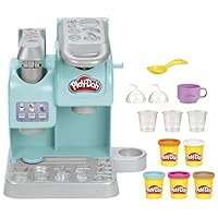 Play-Doh Kitchen Creations Colorful Cafe Playset with 5 Modeling Compound Colors, Play Food Coffee Toy for Kids 3 Years and Up, Non-Toxic
