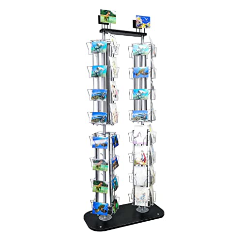 FixtureDisplays® DVD, CD, BlueRay, Literature,Greeting Card Postcard Rack Display High Capacity 128 Adjustable Pockets 5.1