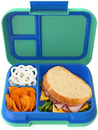 Bentgo® Pop - Bento-Style Lunch Box for Kids 8+ and Teens - Holds 5 Cups of Food with Removable Divider for 3-4 Compartments - Leak-Proof, Microwave/Dishwasher Safe, BPA-Free (Spring Green/Blue)