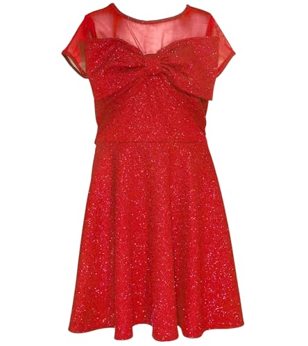 Bonnie Jean Girls Size 7-16 Knit Illusion Skater Christmas Bow Dress