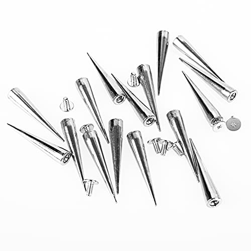 Paraor CSXYA002 30Pcs 40Mm Spike And Studs Silver Cone Spikes Punk Bullet Large Leather Rivets Screwback Studs Screw thumb #4