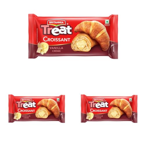 Image of Britannia Treat Croissant - with Vanilla Creme Filling (45g) - 100% VEG (Pack of 3)