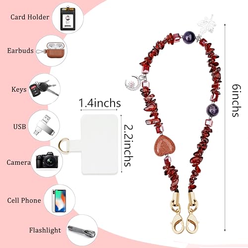 Image of Marble Beaded Phone Wrist Strap for Women, Detachable Design | 304 Steel Core, detachable phone wristlet with tether tab, keeps your phone secure for shopping, travel and daily use.