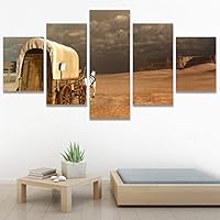 SIGNWIN 5 Panel Canvas Wall Art Modern Art Animals Dramatic Horse Multicolor Photography Traditional for Home Decorations Ready to Hang - 60