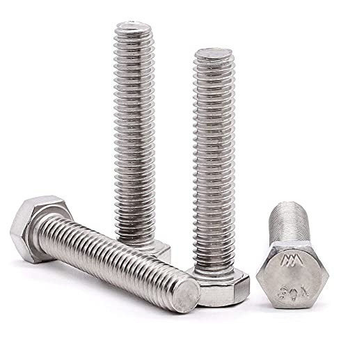 Image of 1 /2-13 x 4 (5 pcs) Stainless Steel Hex Head Screws Bolts (3 /8 inch to 6 inch Available), 18 /8 Stainless Steel 304, Fully Threaded, Machine Coarse Thread, No Coating, Plain Finish