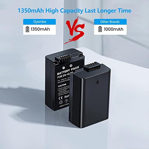 OYOMBA 2-Pack EN-EL25 Batterie Rechargeables Compatibles avec Nikon Z50, Z 50, et Chargeur Double USB pour Batterie Nikon EN-EL25a/4241,Nikon Z FC Mirrorless, Caméras Série Z - Image 6